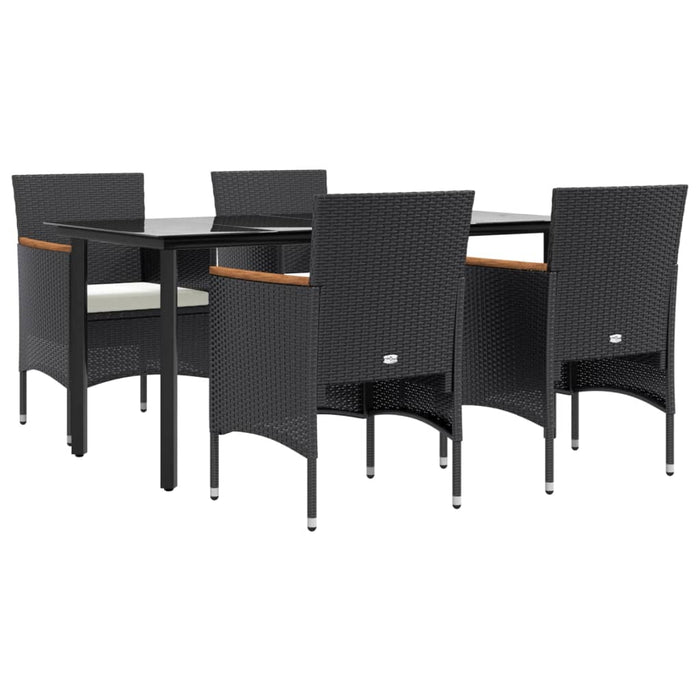 Set de masă pentru grădină, 5 piese, cu perne, negru - WALTI WALTI