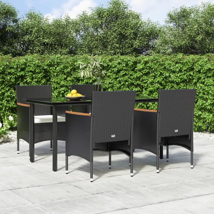 Set de masă pentru grădină, 5 piese, cu perne, negru - WALTI WALTI