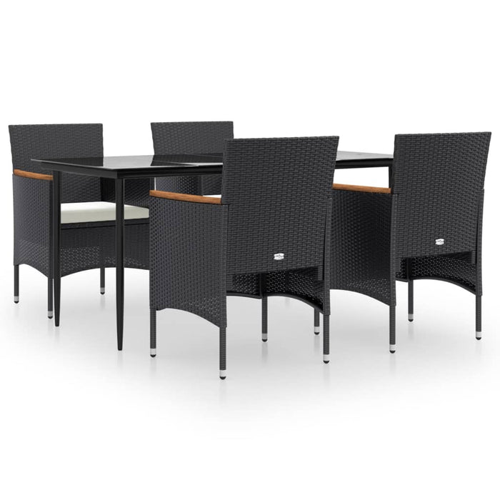 Set de masă pentru grădină, 5 piese, cu perne, negru - WALTI WALTI