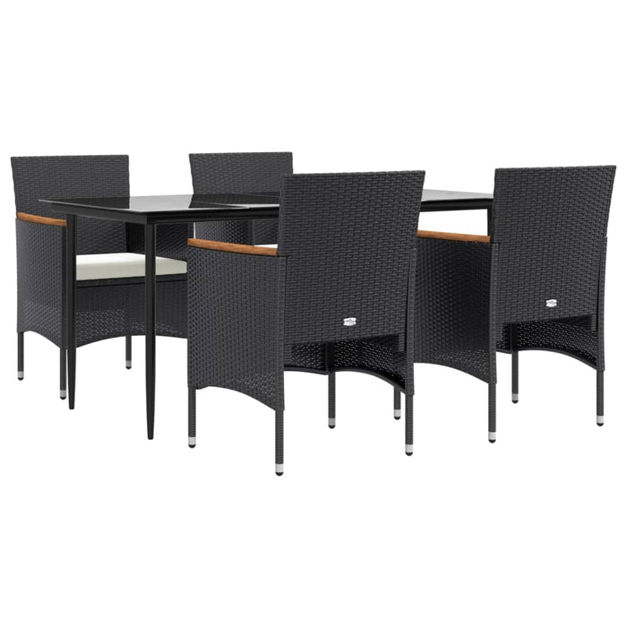 Set de masă pentru grădină, 5 piese, cu perne, negru - WALTI WALTI