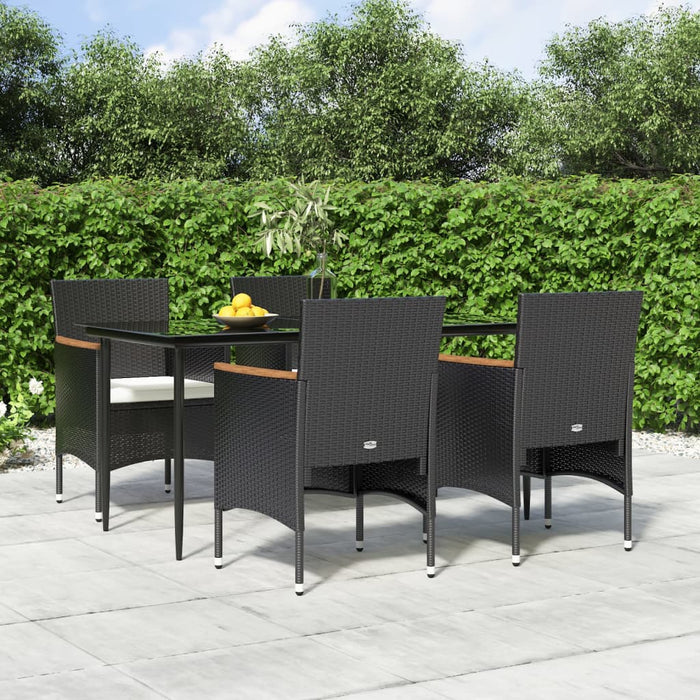 Set de masă pentru grădină, 5 piese, cu perne, negru - WALTI WALTI