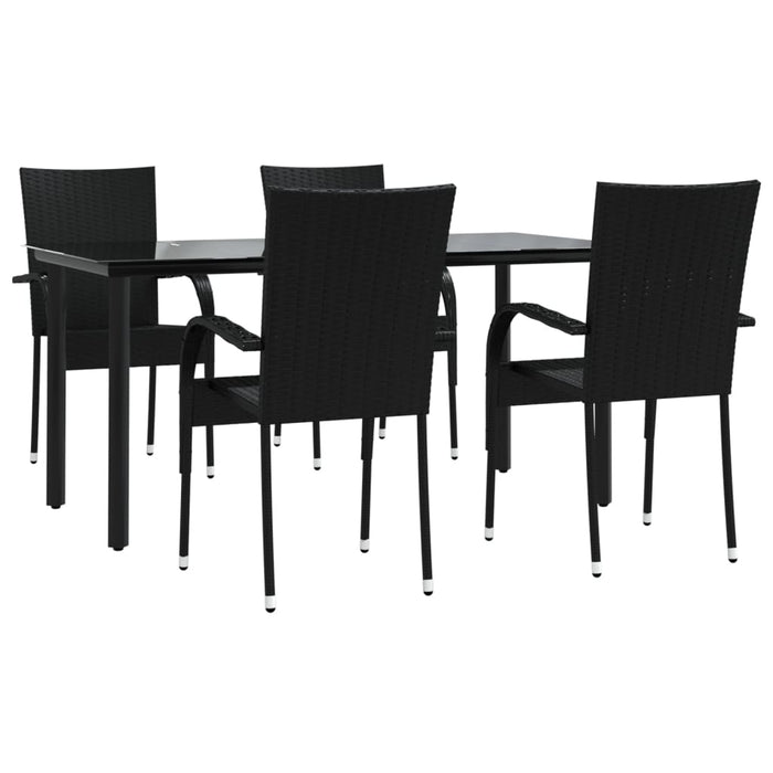Set mobilier de grădină, 5 piese, negru, poliratan WALTI