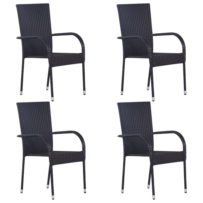 Set mobilier de grădină, 5 piese, negru, poliratan WALTI