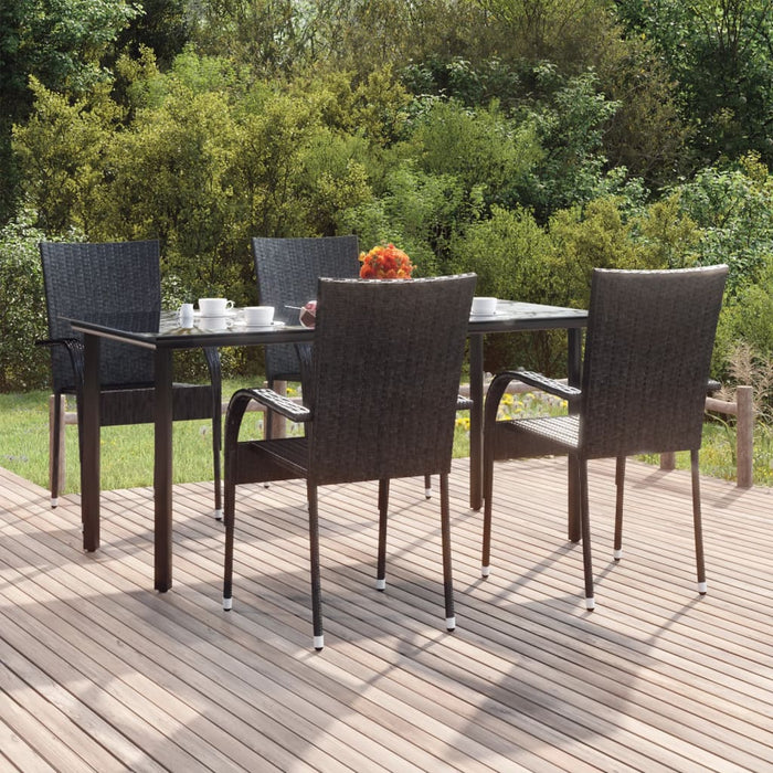 Set mobilier de grădină, 5 piese, negru, poliratan WALTI