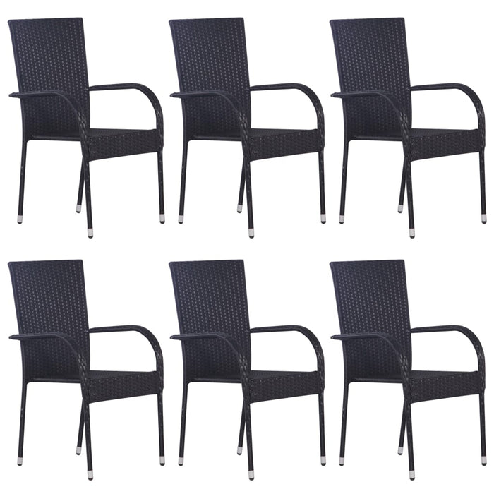 Set mobilier de grădină, 7 piese, negru, poliratan WALTI