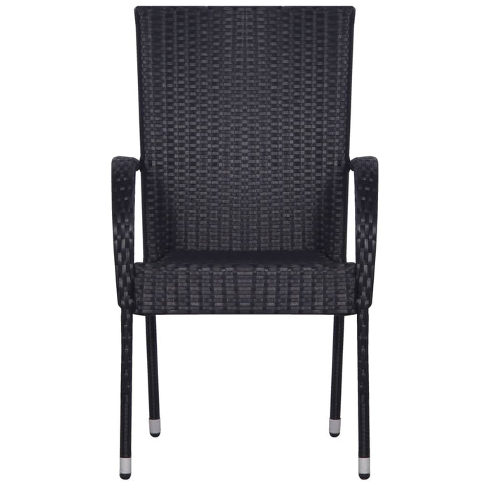 Set mobilier de grădină, 7 piese, negru, poliratan WALTI