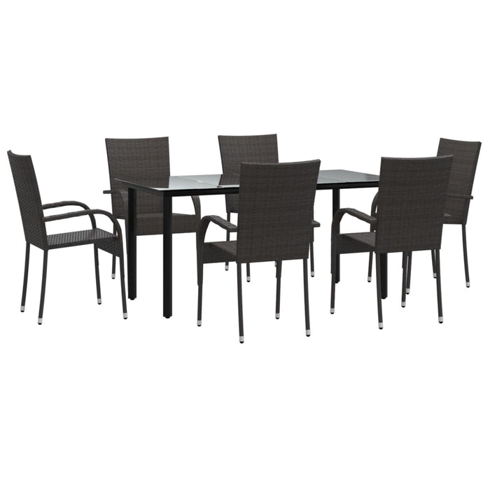 Set mobilier de grădină, 7 piese, maro, poliratan WALTI