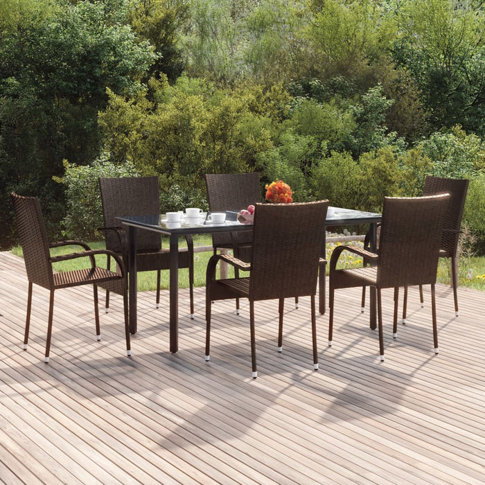 Set mobilier de grădină, 7 piese, maro, poliratan WALTI