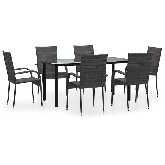 Set mobilier de grădină, 7 piese, gri, poliratan WALTI