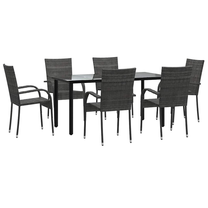 Set mobilier de grădină, 7 piese, gri, poliratan WALTI