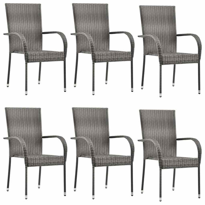 Set mobilier de grădină, 7 piese, gri, poliratan WALTI