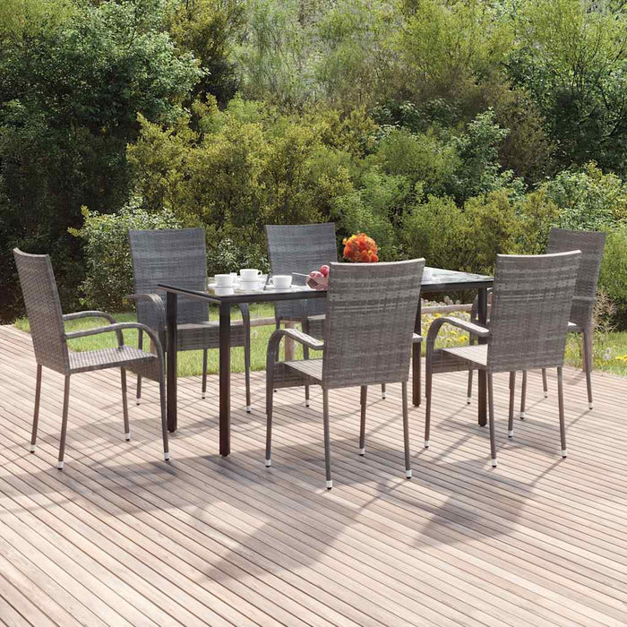 Set mobilier de grădină, 7 piese, gri, poliratan WALTI