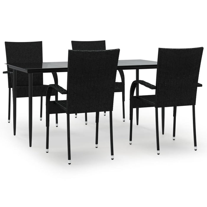 Set mobilier de grădină, 5 piese, negru, poliratan - WALTI WALTI