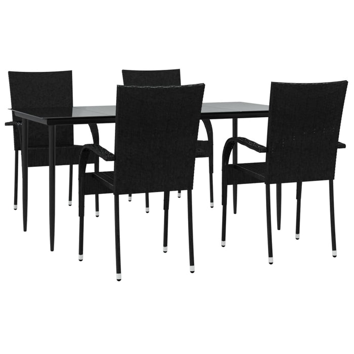 Set mobilier de grădină, 5 piese, negru, poliratan - WALTI WALTI