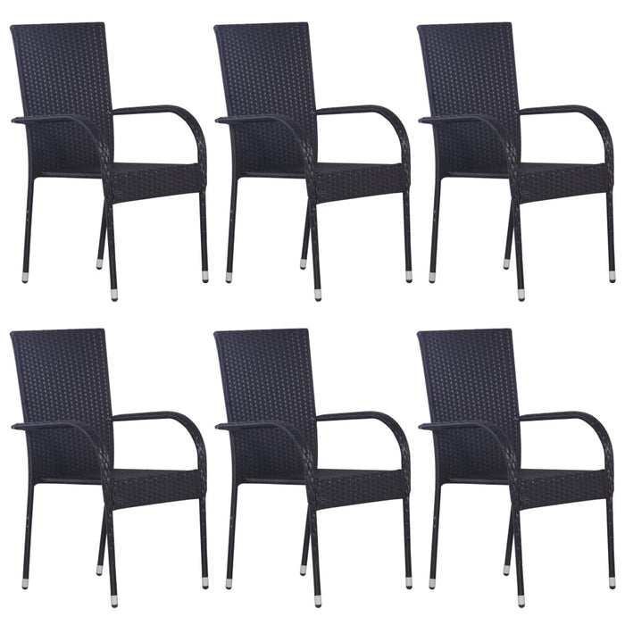 Set mobilier de grădină, 7 piese, negru, poliratan WALTI