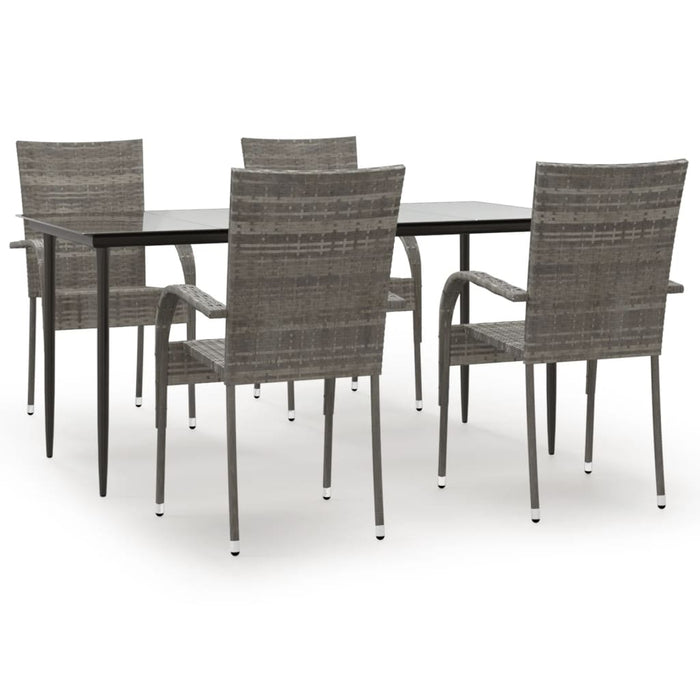 Set mobilier de grădină, 5 piese, gri, poliratan WALTI