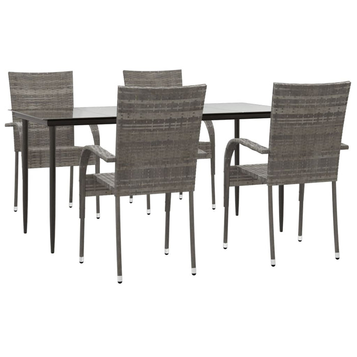 Set mobilier de grădină, 5 piese, gri, poliratan WALTI
