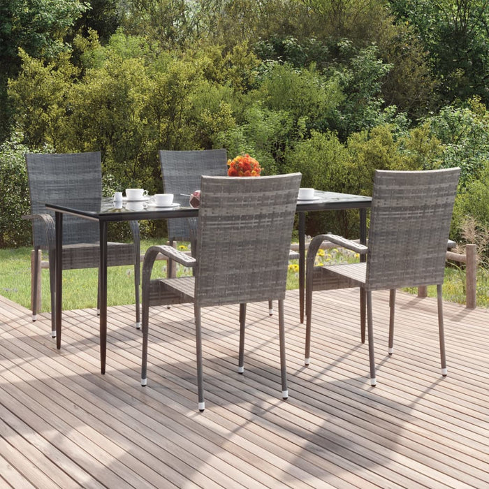 Set mobilier de grădină, 5 piese, gri, poliratan WALTI