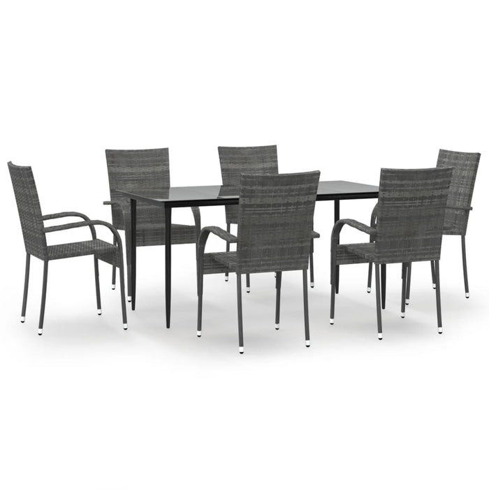 Set mobilier de grădină, 7 piese, gri, poliratan WALTI