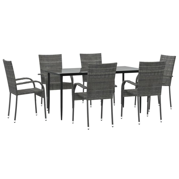 Set mobilier de grădină, 7 piese, gri, poliratan WALTI
