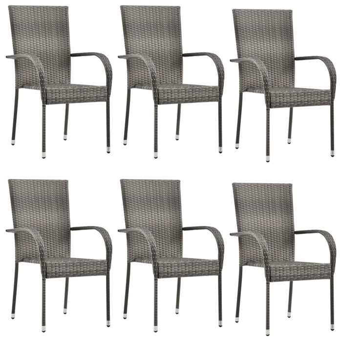 Set mobilier de grădină, 7 piese, gri, poliratan WALTI