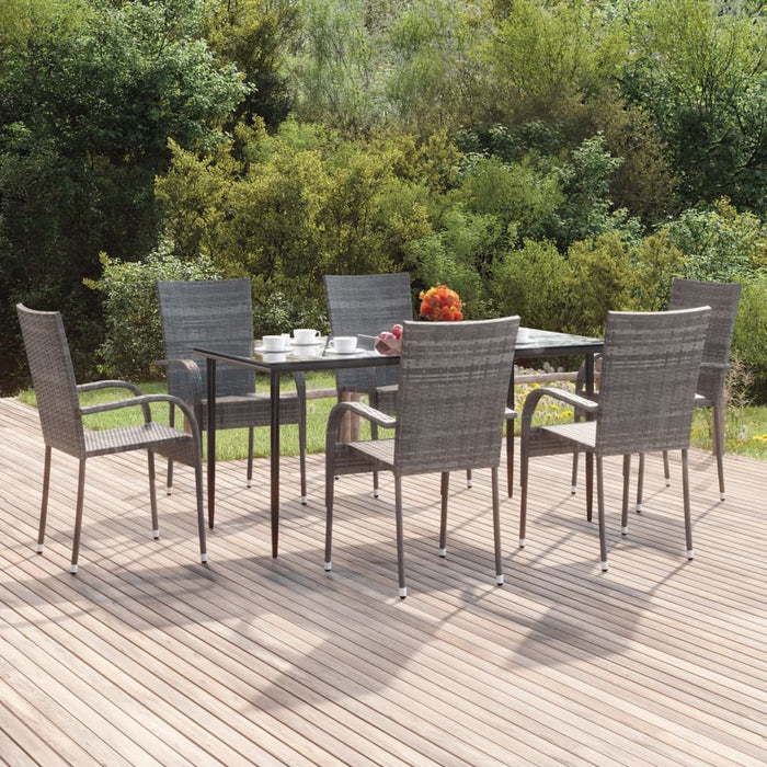 Set mobilier de grădină, 7 piese, gri, poliratan WALTI