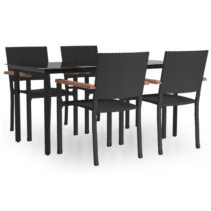 Set mobilier de grădină, 5 piese, negru, poliratan WALTI