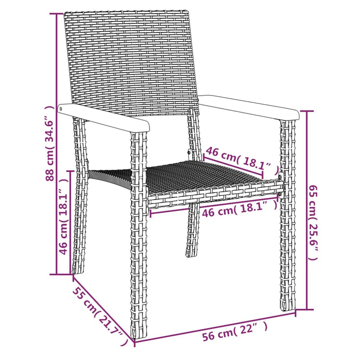 Set mobilier de grădină, 5 piese, negru, poliratan WALTI