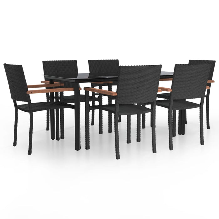 Set mobilier de grădină, 7 piese, negru, poliratan WALTI