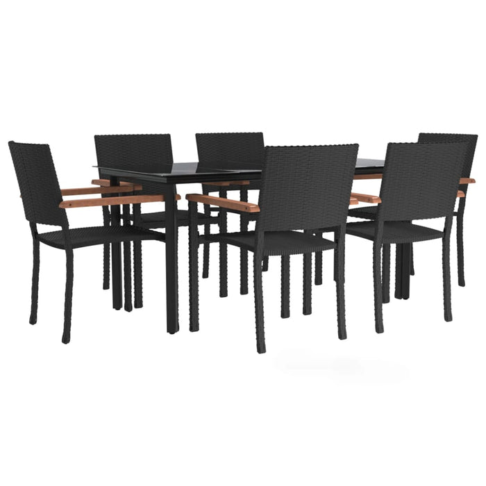 Set mobilier de grădină, 7 piese, negru, poliratan WALTI