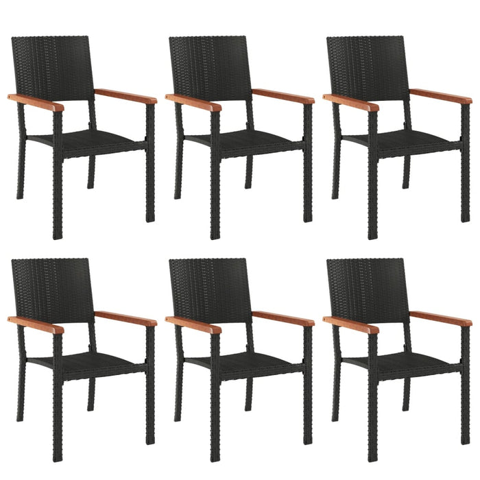 Set mobilier de grădină, 7 piese, negru, poliratan WALTI