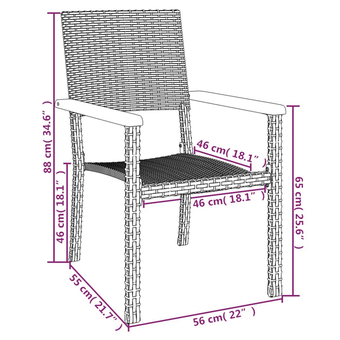 Set mobilier de grădină, 7 piese, negru, poliratan WALTI