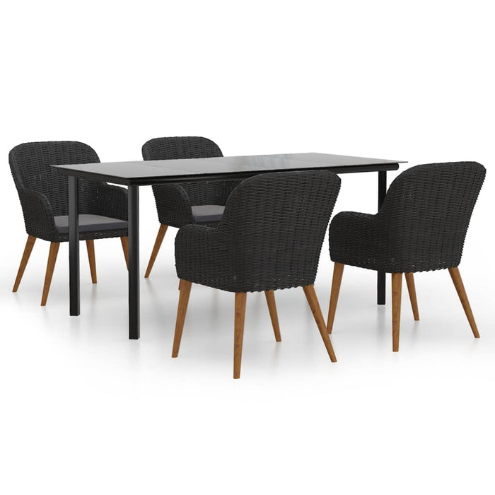 Set de masă pentru grădină, 5 piese, cu perne, negru - WALTI WALTI
