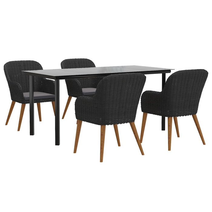 Set de masă pentru grădină, 5 piese, cu perne, negru - WALTI WALTI