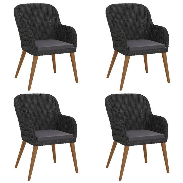 Set de masă pentru grădină, 5 piese, cu perne, negru - WALTI WALTI