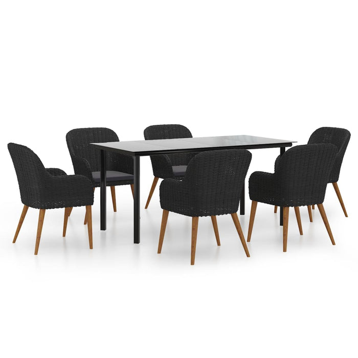 Set de masă pentru grădină, 7 piese, cu perne, negru - WALTI WALTI