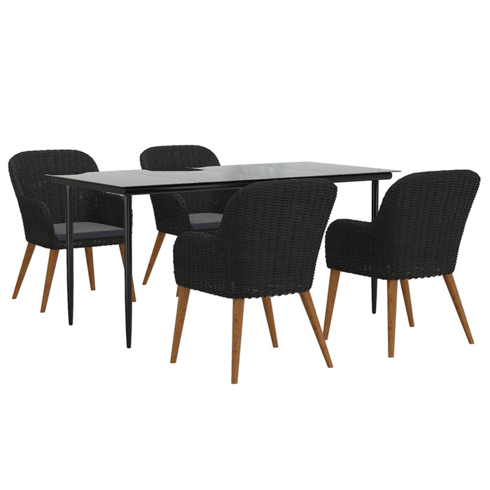 Set masă pentru grădină, 5 piese, cu perne, negru - WALTI WALTI