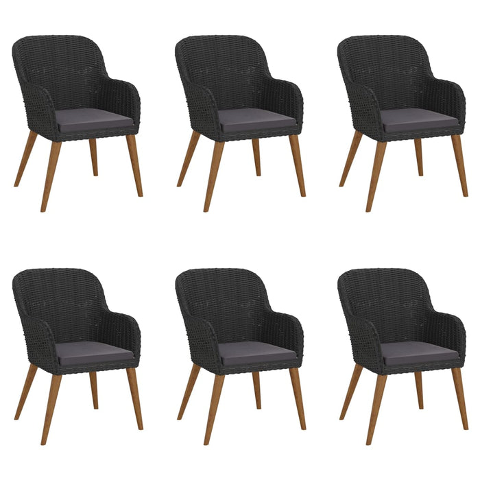Set de masă pentru grădină, 7 piese, cu perne, negru - WALTI WALTI