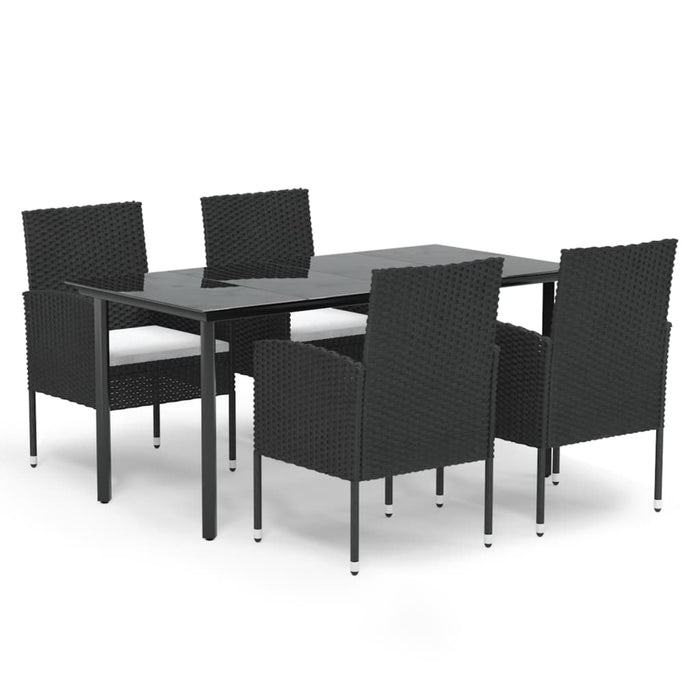 Set mobilier de grădină cu perne, 5 piese, negru, poliratan WALTI