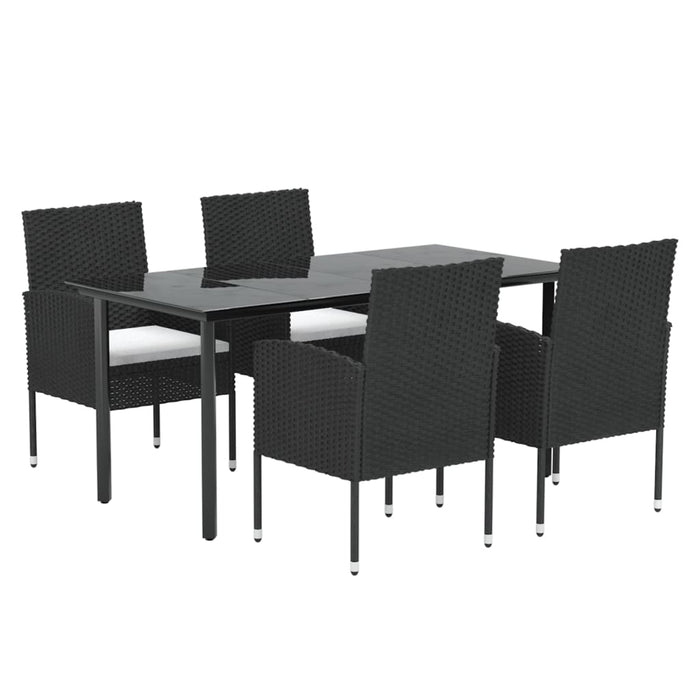 Set mobilier de grădină cu perne, 5 piese, negru, poliratan WALTI