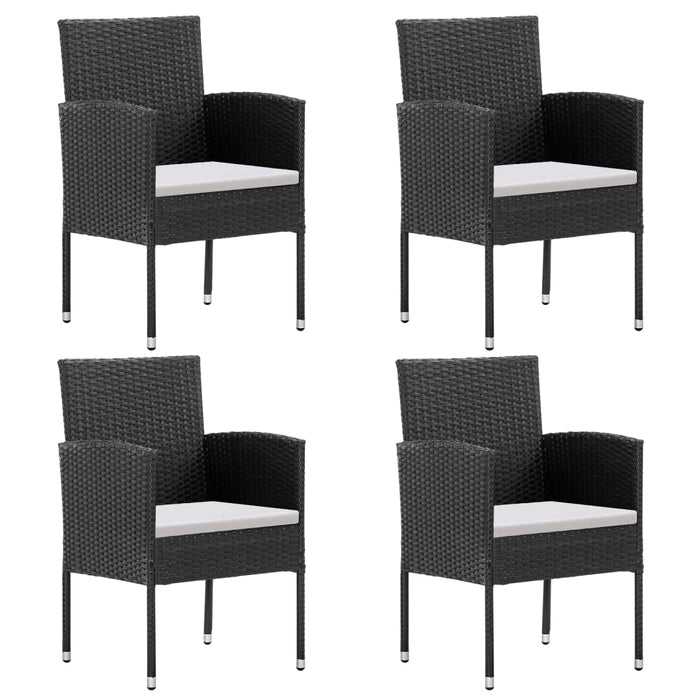 Set mobilier de grădină cu perne, 5 piese, negru, poliratan WALTI