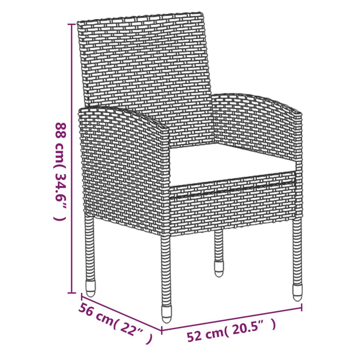 Set mobilier de grădină cu perne, 5 piese, negru, poliratan WALTI