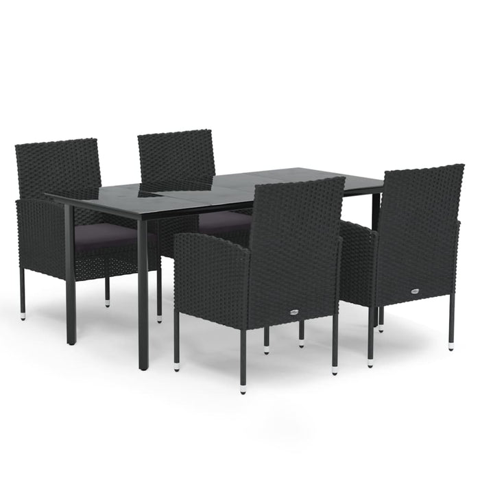 Set mobilier de grădină cu perne, 5 piese, negru, poliratan WALTI