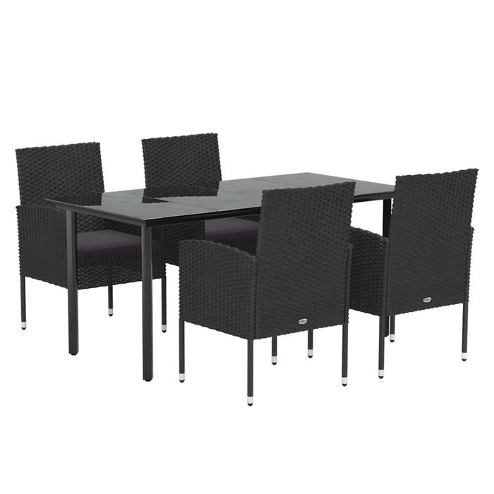 Set mobilier de grădină cu perne, 5 piese, negru, poliratan WALTI