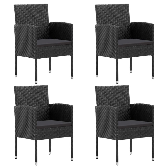 Set mobilier de grădină cu perne, 5 piese, negru, poliratan WALTI