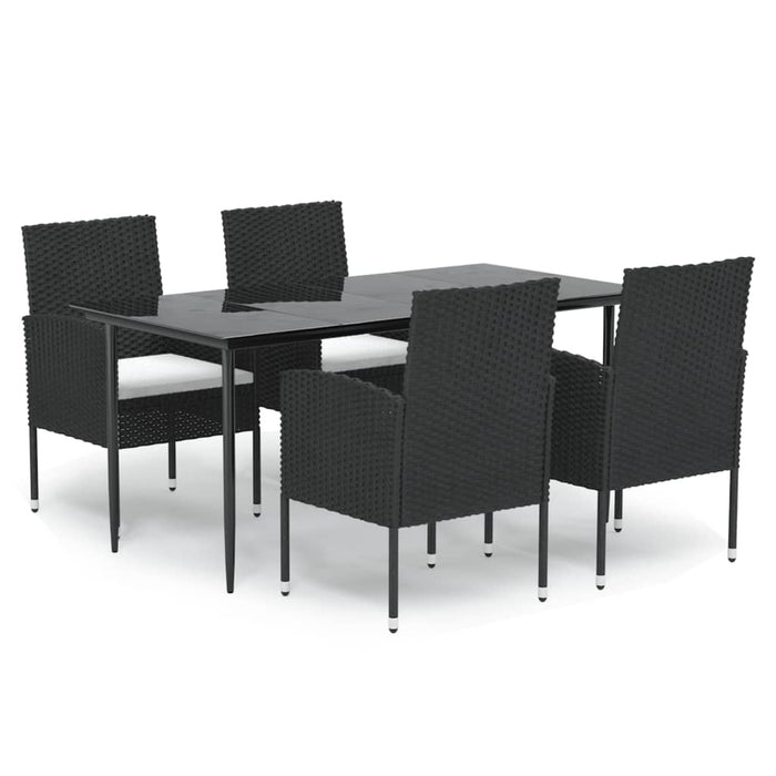 Set mobilier de grădină cu perne, 5 piese, negru, poliratan WALTI