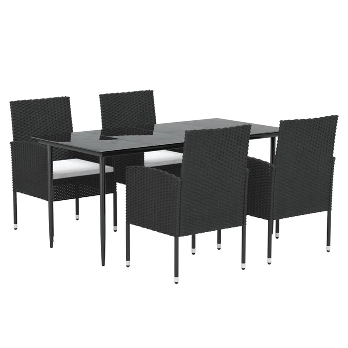 Set mobilier de grădină cu perne, 5 piese, negru, poliratan WALTI