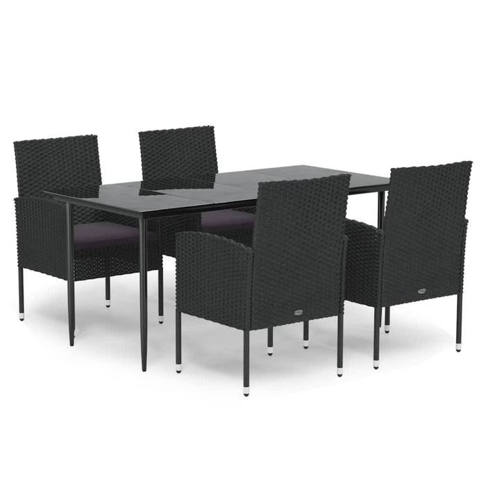 Set mobilier de grădină cu perne, 5 piese, negru, poliratan - WALTI WALTI