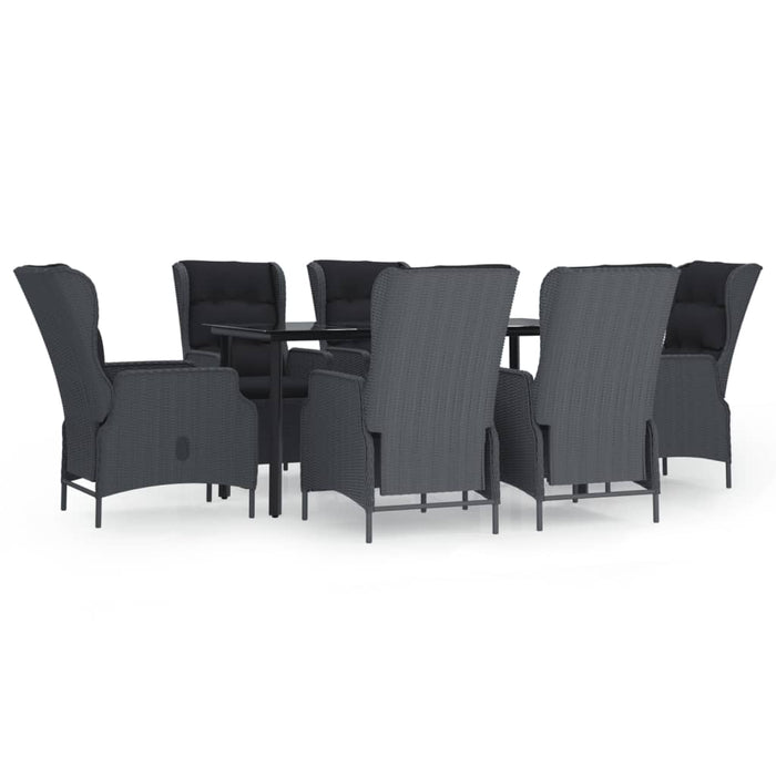 Set mobilier de grădină, 7 piese, gri închis, poliratan - WALTI WALTI