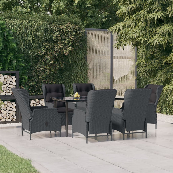 Set mobilier de grădină, 7 piese, gri închis, poliratan - WALTI WALTI